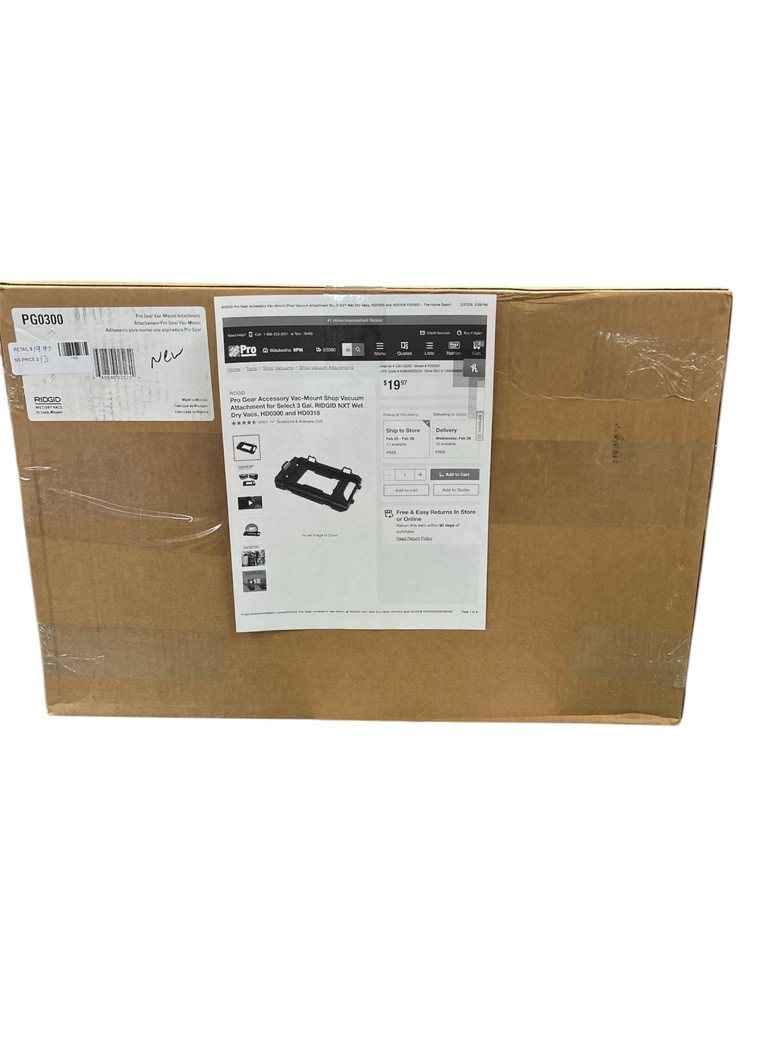 RIDGID Pro Gear Accessory Vac-Mount Shop Vacuum Attachment for Select 3 Gal. RIDGID NXT Wet Dry Vacs, HD0300 and HD0318 (PG0300) New
