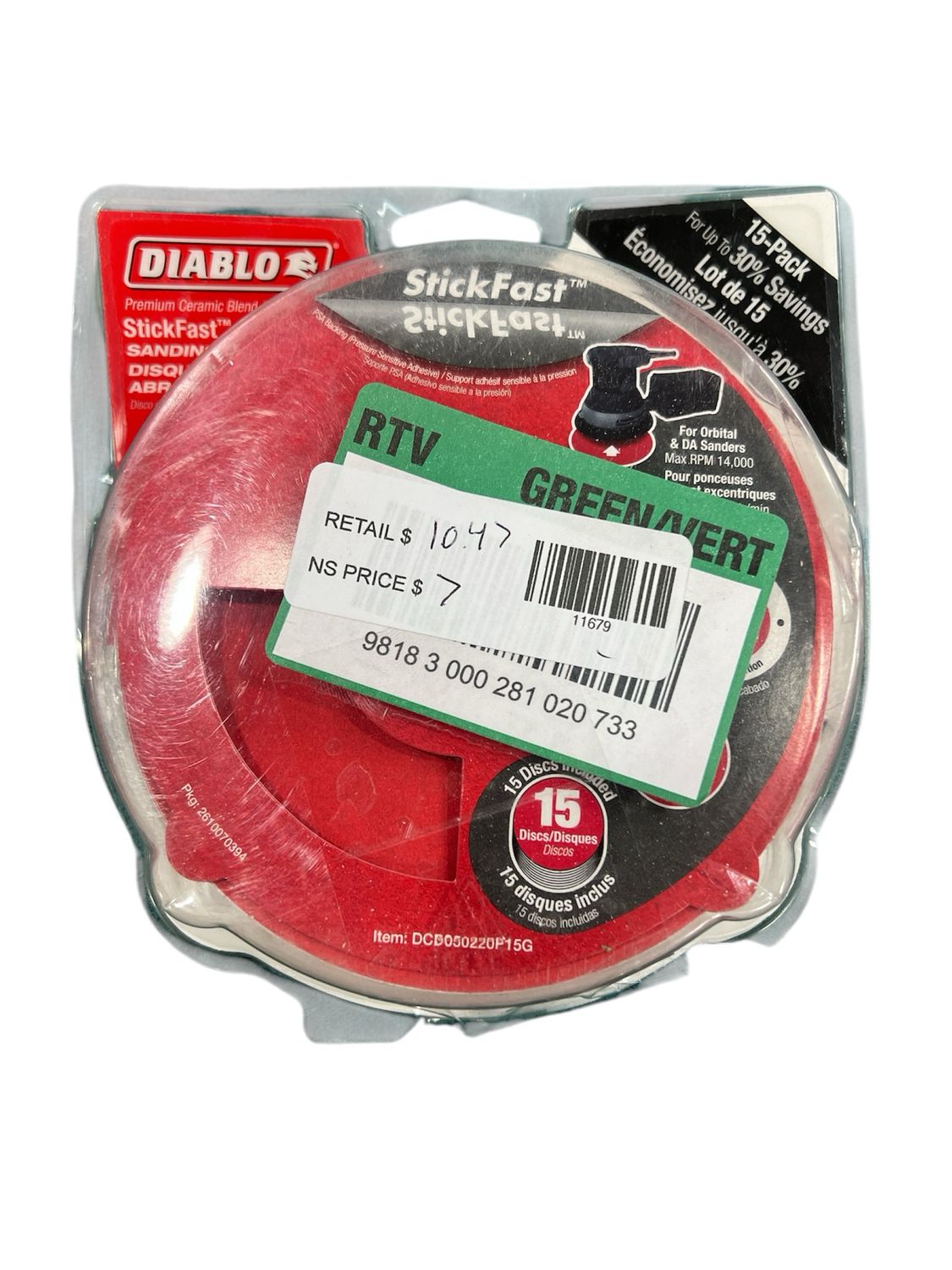 DIABLO 5 in. 220-Grit ROS StickFast Sanding Discs DCD050220P15G