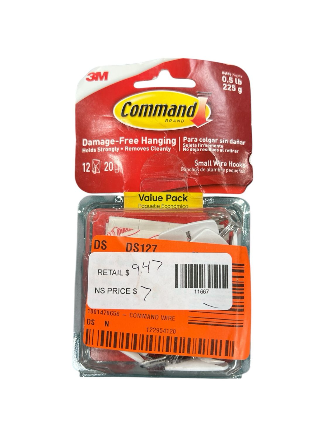 Command 1/2 lb. Small White Wire Hook Value Pack (12 Hooks, 20 Strips) 17067-12ES