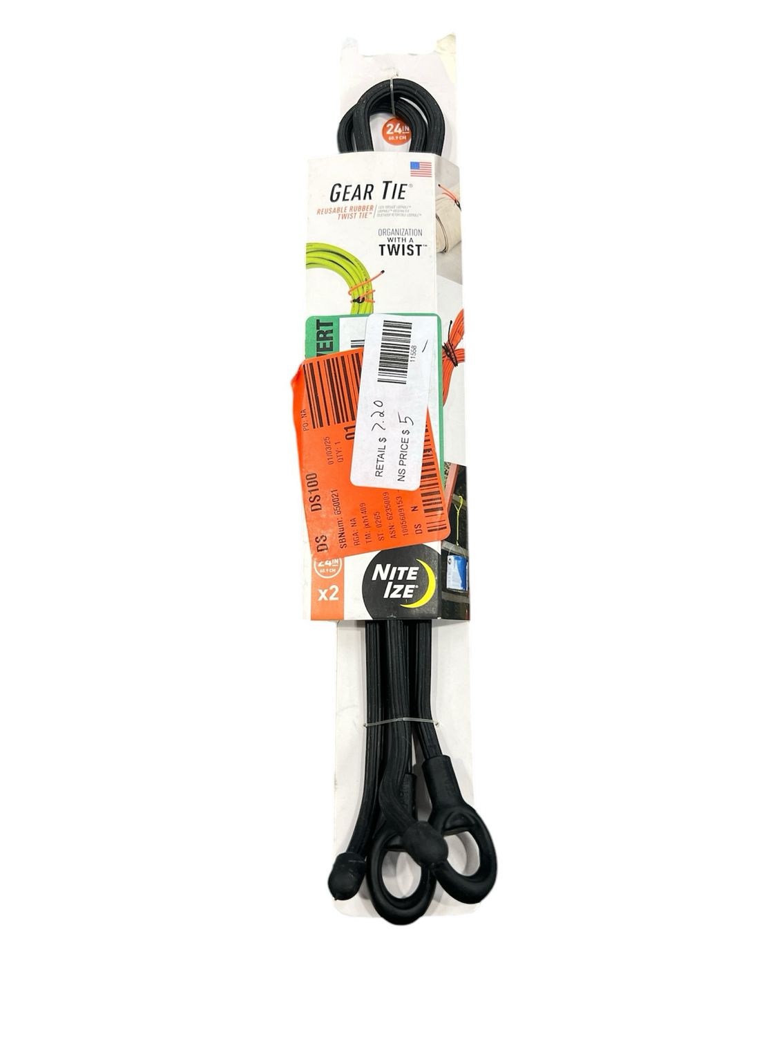 Nite Ize 24 in. Black Gear Tie Loopable (2-Pack) GLL24-01-2R3