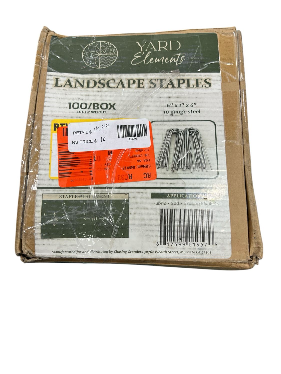Southwest Boulder &amp; Stone 6 in. Heavy Duty Steel Garden Staples for Weed Barrier Landscape Fabric, Irrigation Lines, and Sod (100-Pack) 02-0168
