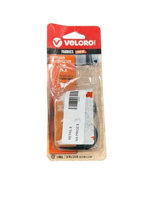 VELCRO 24 in. x 3/4 in. Sticky Back for Fabrics Tape Black VEL-91878-USA