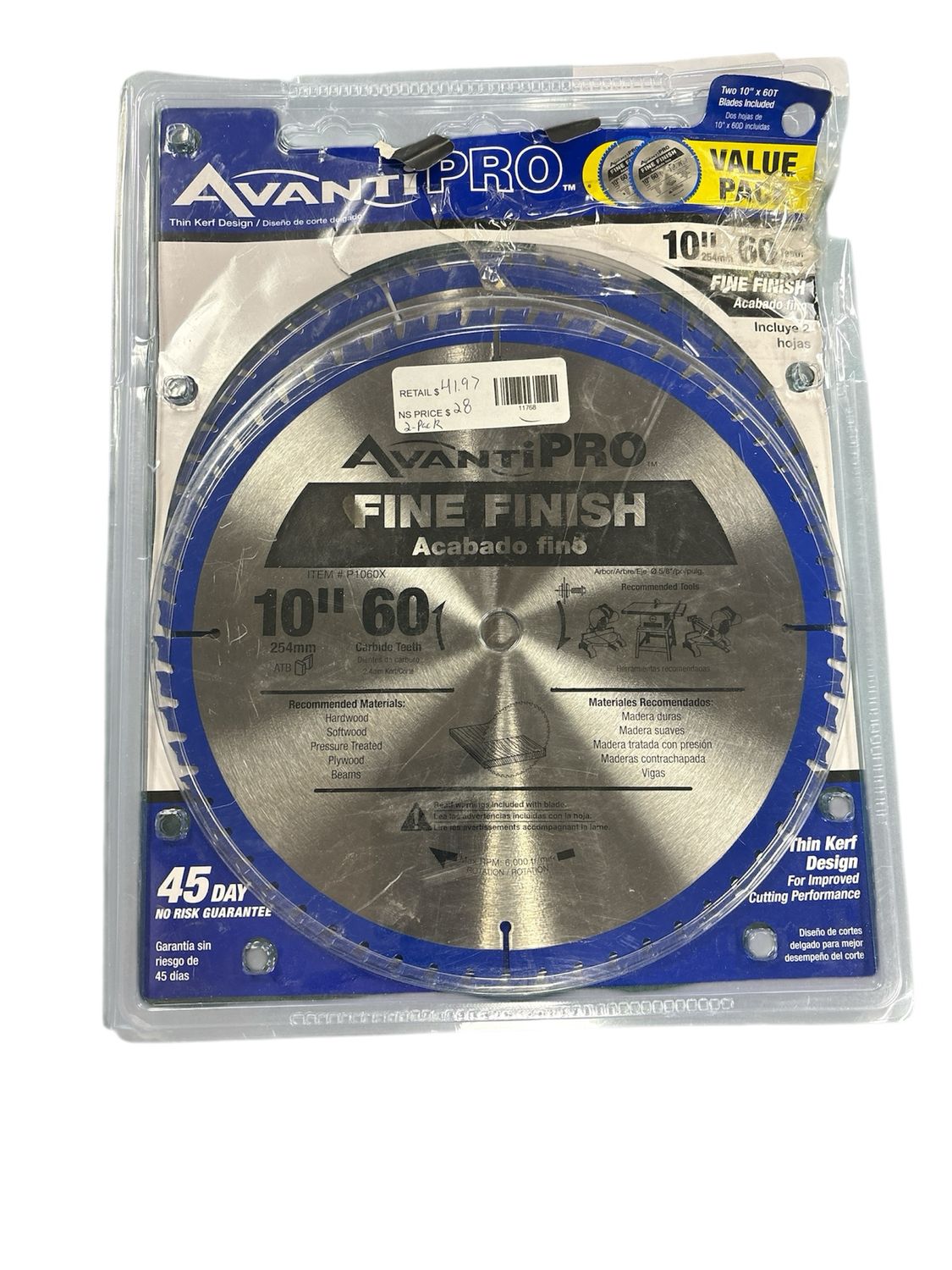 Avanti Pro 10 in. x 60-Tooth Fine Finish Circular Saw Blade Value Pack (2-Pack) P106060PP