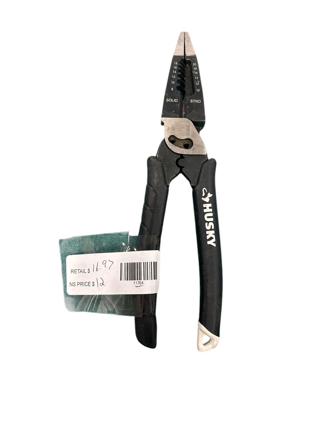 Husky 8 in. Multi-Function Long Nose Pliers with Rubber Handle 90358