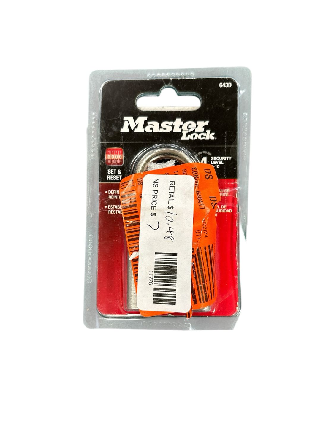 Master Lock Combination Lock, Resettable 4-Dial 643D New