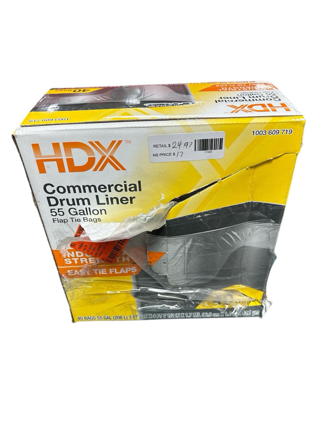 HDX 55 Gallon Clear Heavy-Duty Flap Tie Drum Liner Trash Bags (40-Count) HD55WC040C Possibly Missing Some