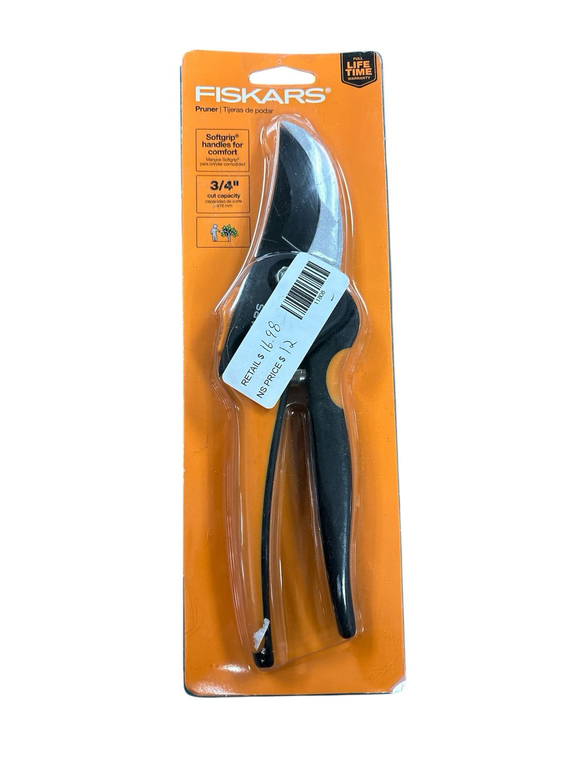 Fiskars Large Softgrip Steel Bypass Hand Pruner with Standard handle 379441-4001