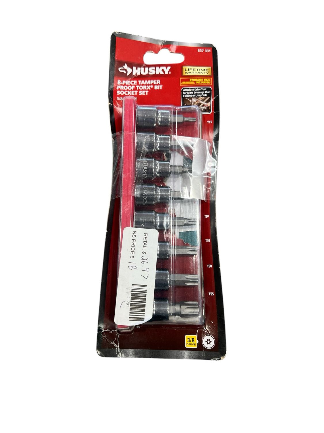 Husky 3/8 in. Drive Tamper Proof Torx Bit Socket Set (8-Piece) HTPTXBS8PCSR