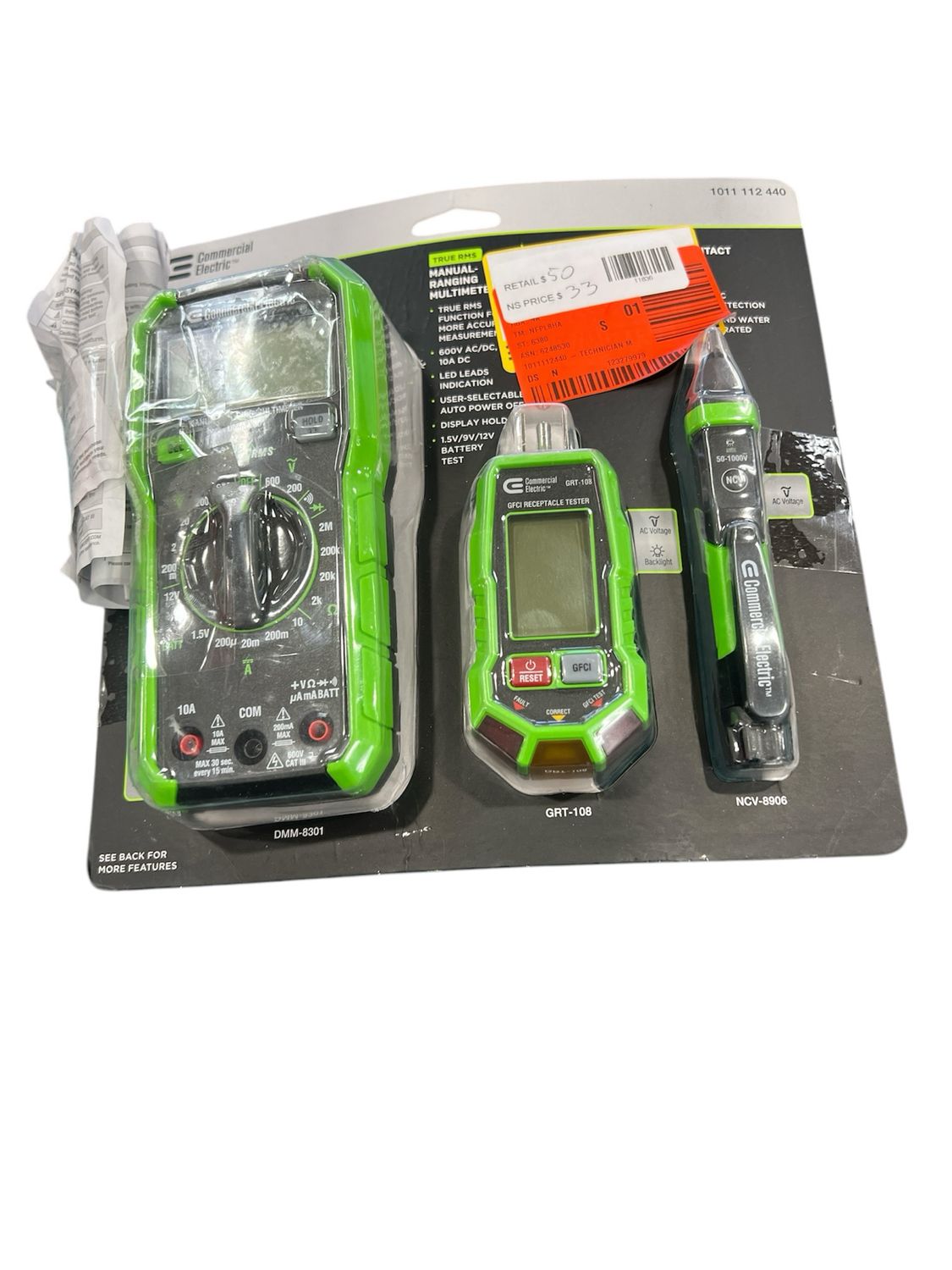 Commercial Electric Technician Maintenance Kit with Digital Multimeter, Voltage Tester and GFCI Socket Tester KMNO-301 Appears New