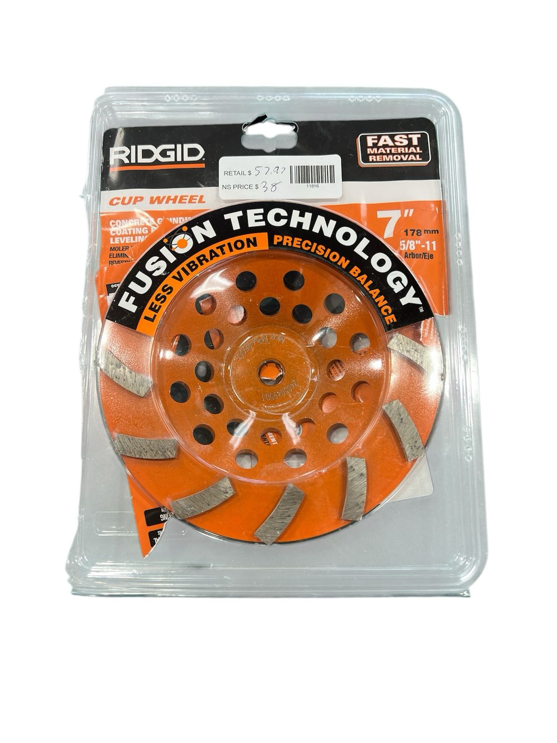 RIDGID 7 in. 12-Segment Turbo Cup Grinding Wheel HD-TAW7012L1 Possibly Used