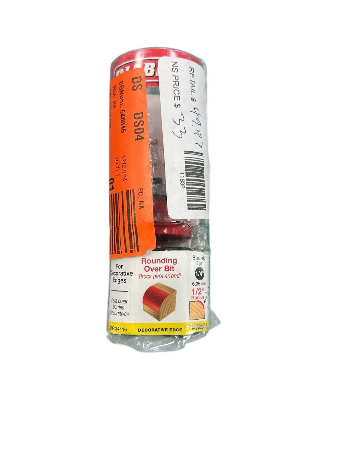 DIABLO 1/2 in. Radius Rounding Over Router Bit DR34116 New
