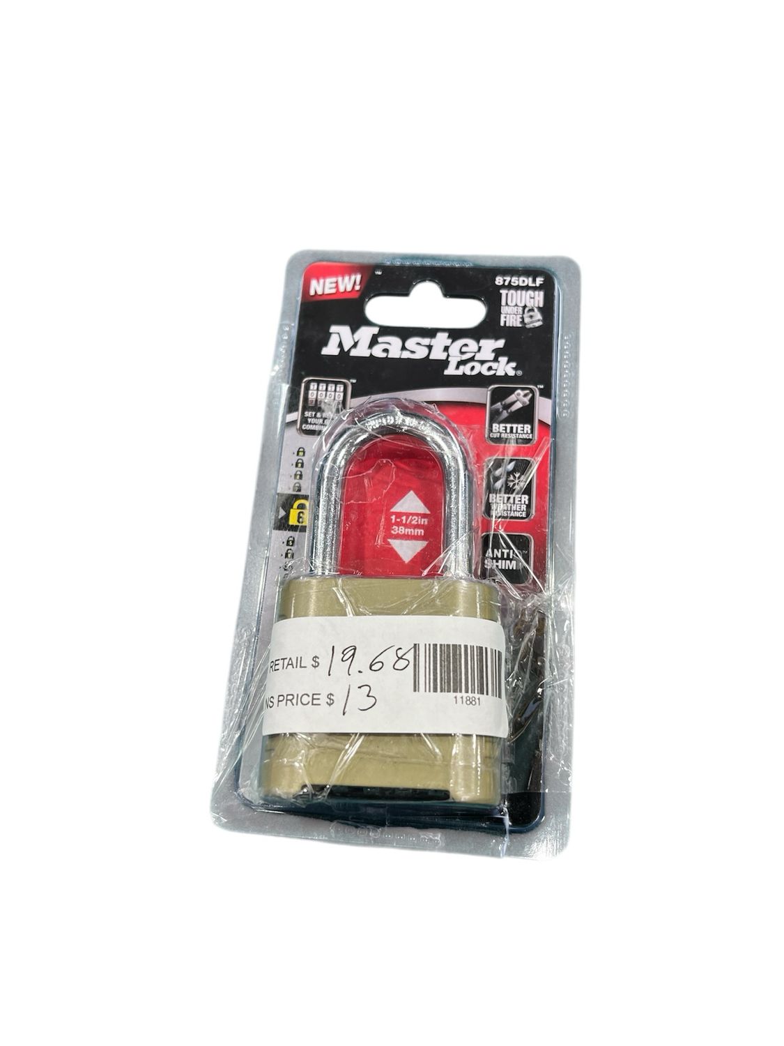 Master Lock Outdoor Combination Lock, 1-1/2 in. Shackle, Resettable 875DLFHC New