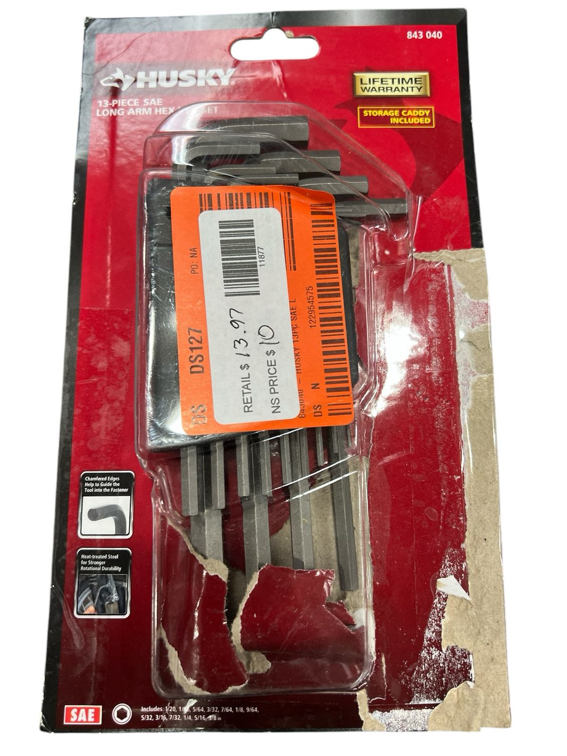 Husky Long Arm Hex Key Set, SAE (13-Piece) HLAHKS13PC-06 New.