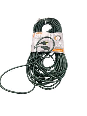 HDX 100 ft. 16/3 Indoor/Outdoor Extension Cord, Green AW62665 Possibly Used