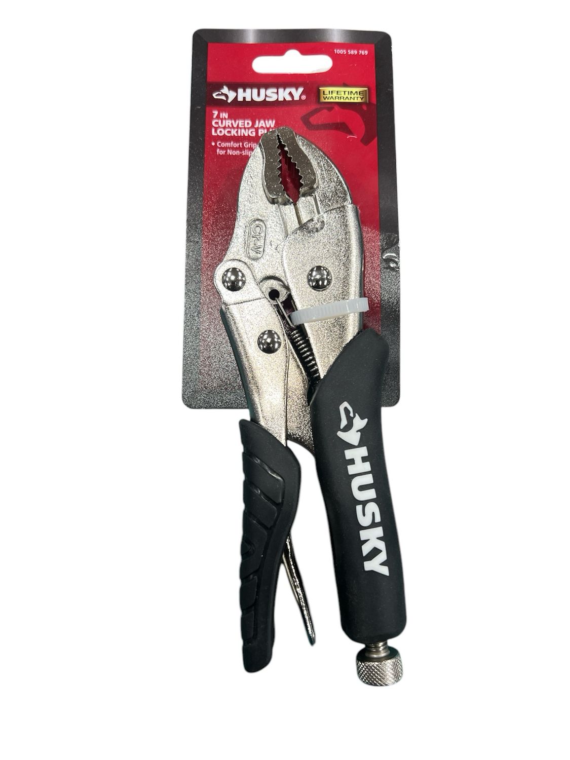 Husky 7 in. Curved Jaw Locking Pliers with Rubber Grip 90143 New