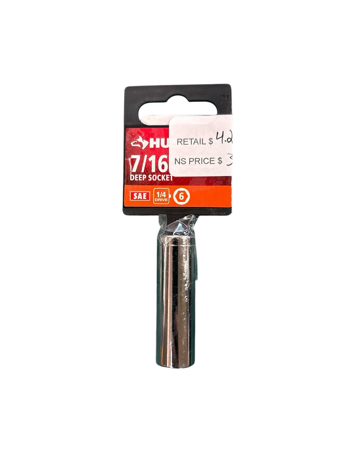 Husky 1/4 in. Drive 7/16 in. 6-Point SAE Deep Socket H4D6PDP716