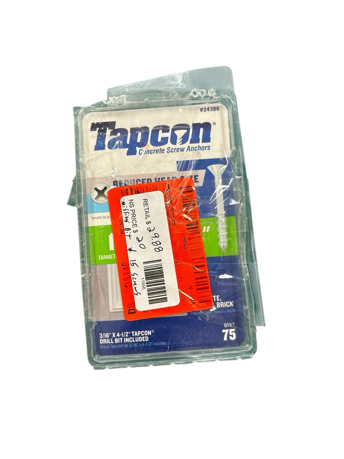 Tapcon 1/4 in. x 2-3/4 in. White UltraShield Phillips Flat-Head Concrete Anchors (75-Pack) 24388