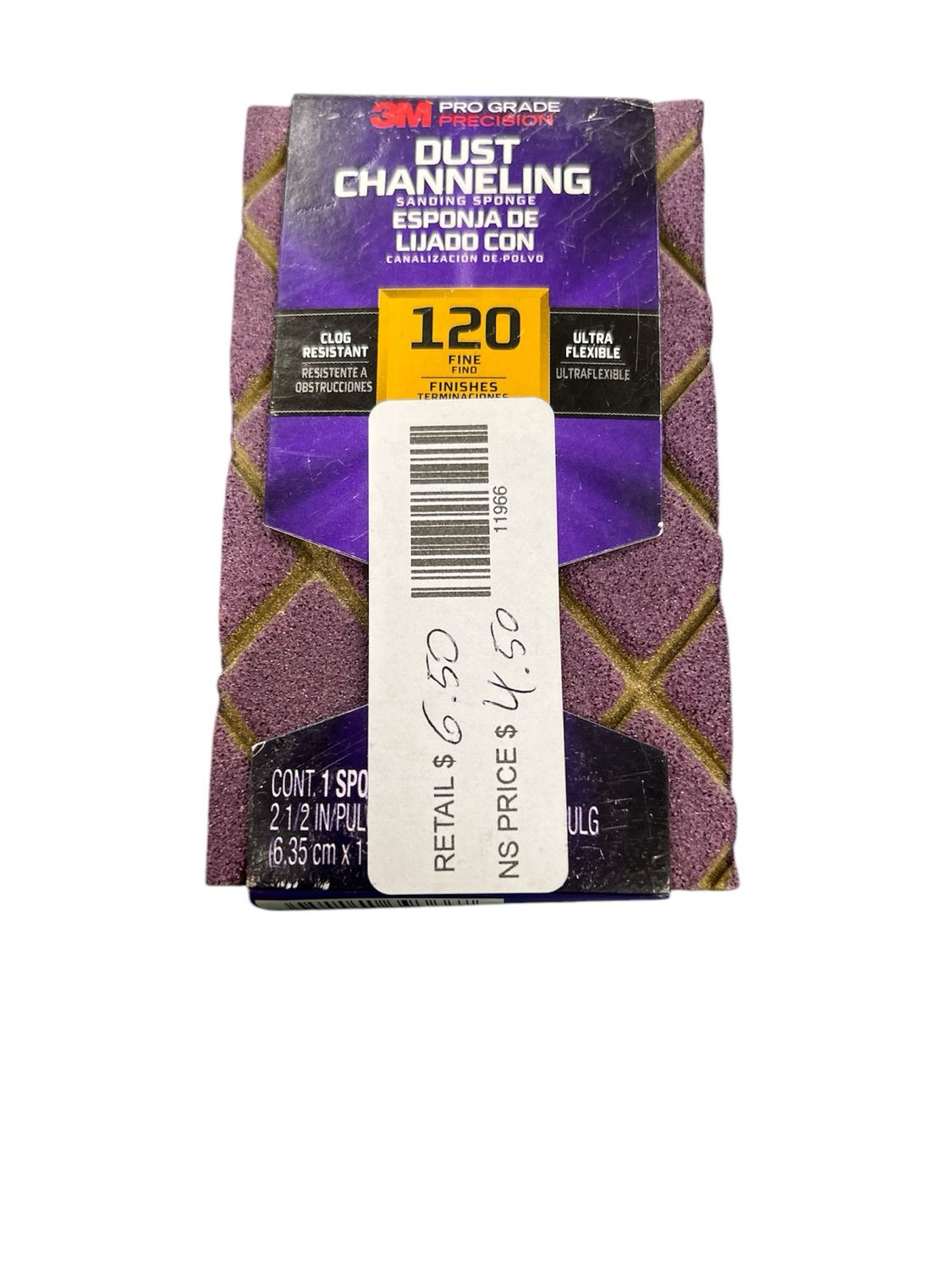 3M Dust Channeling 120 grit Sanding Sponge New