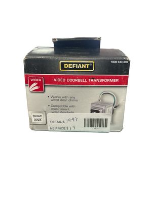 Defiant Wired 16VAC/30VA Doorbell Transformer, Compatible with Most Video Doorbells 18000044