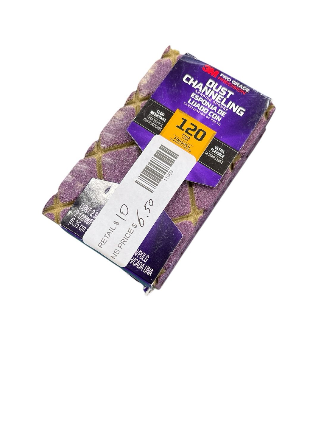 3M Dust Channeling 120 Grit Sanding Sponge 2 Like New