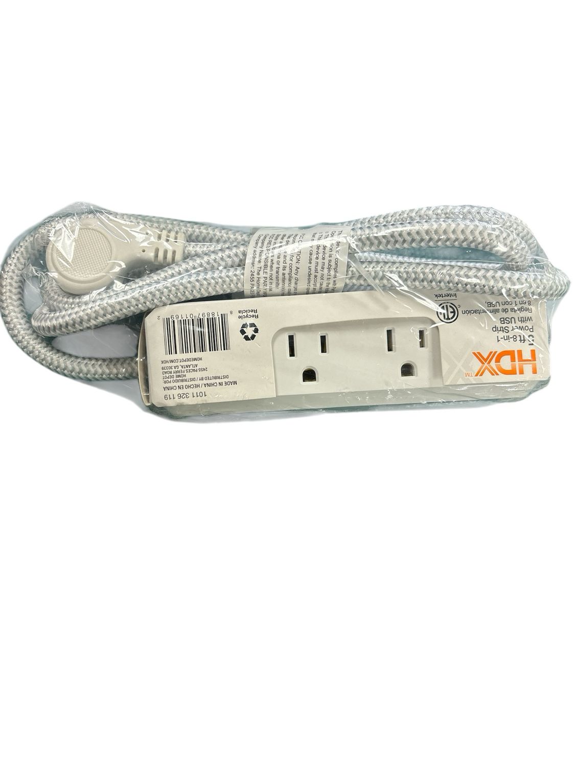 8-in-1 6-Outlet 5 ft. Power Strip with 2 USB Ports, White LTS-P02