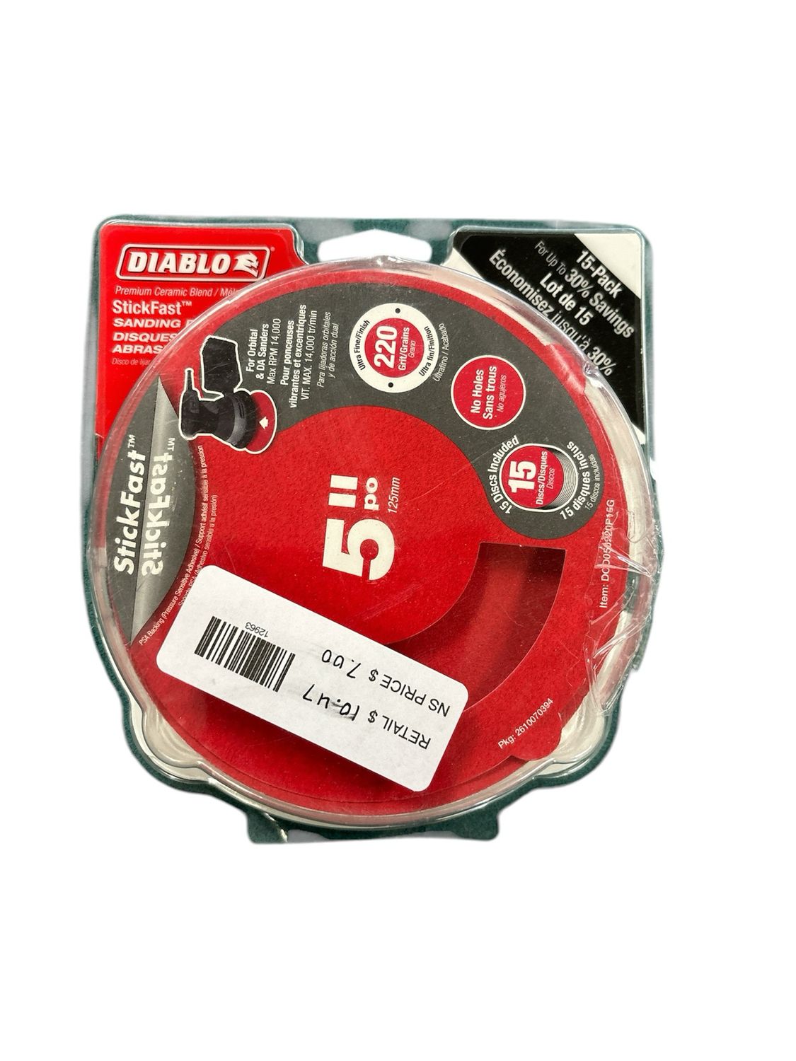 DIABLO 5 in. 220-Grit ROS StickFast Sanding DiscsDCD050220P15G Like New