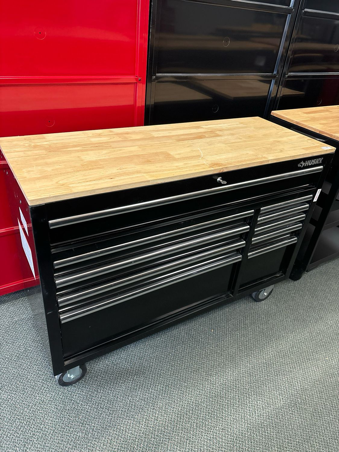 Husky Modular Tool Storage 52 in. W x 20 in. D Toolbox Standard Duty Black Mobile Workbench Cabinet H52MWC10MOD