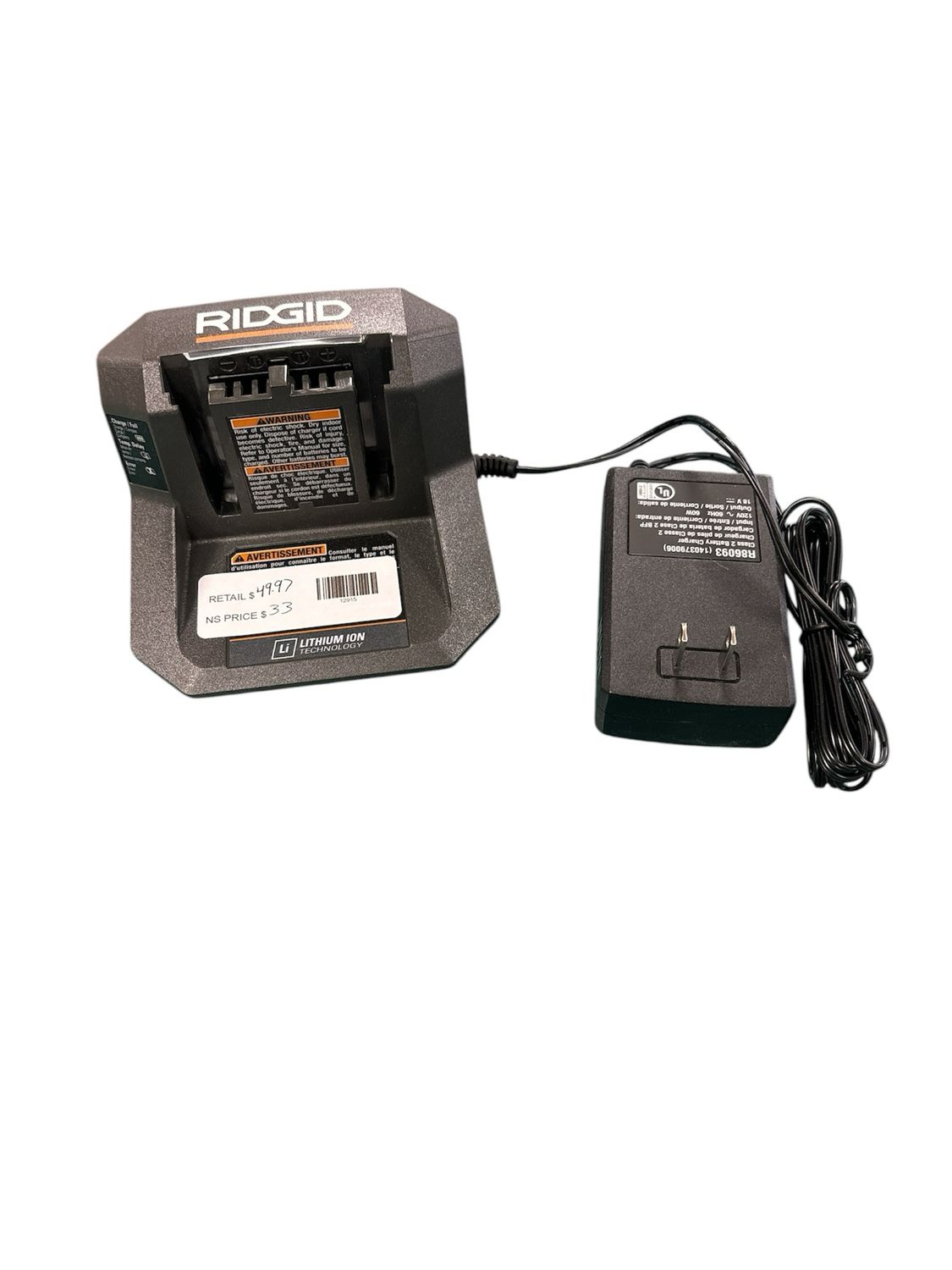 RIDGID 18V Lithium-Ion Charger R86093  .