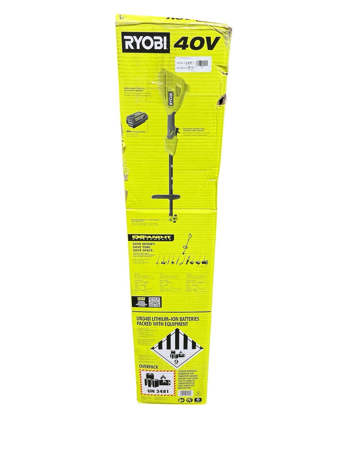 RYOBI 40V Expand-It Cordless Battery Attachment Capable Powerhead Kit RY40PH01K New