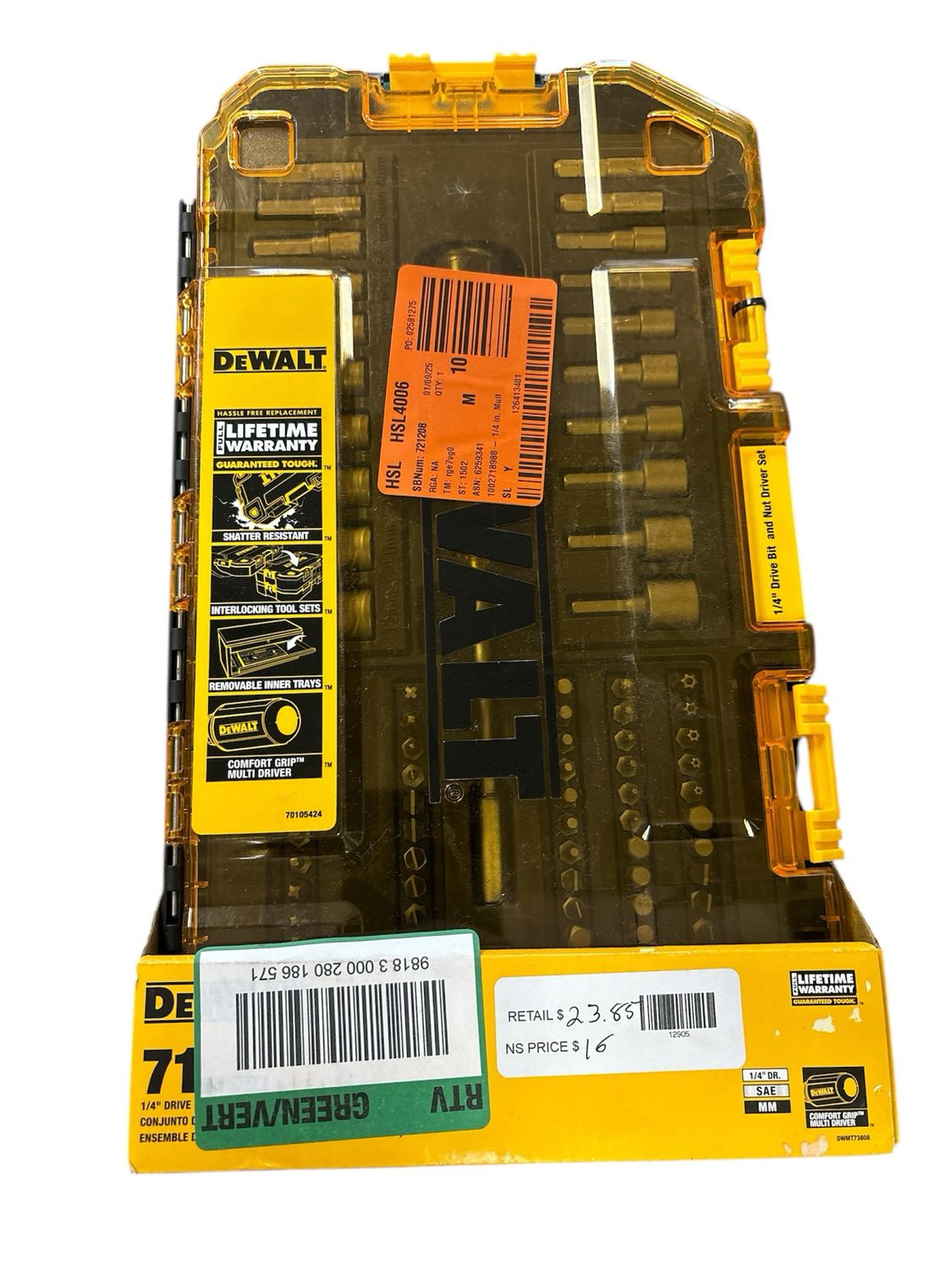 DEWALT 1/4 in. Multi-Bit and Nut Driver Set (70-Piece) DWMT73808 New