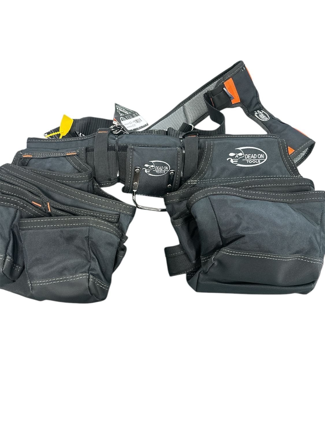 DEAD ON TOOLS Professional Carpenter&#39;s Work Tool Belt Tool Storage Suspension Rig with LoadBear Suspenders and 2 Tool Pouches in Black HDP400945 New