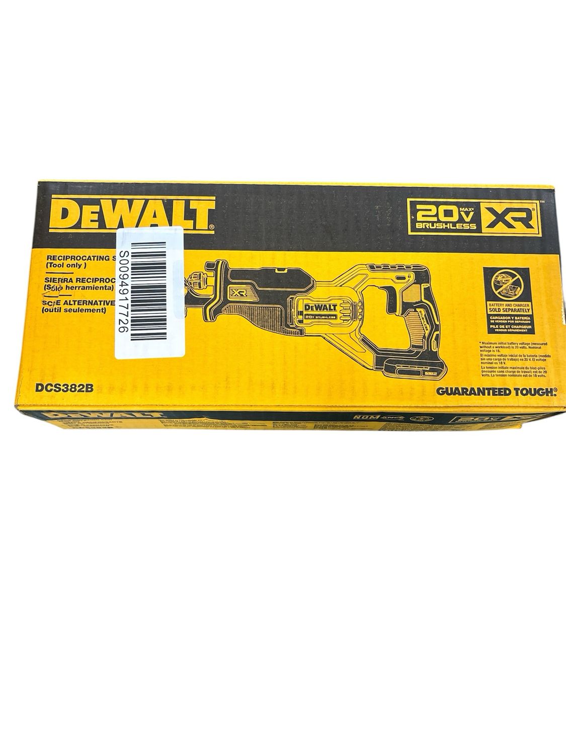 DEWALT 20V MAX XR Cordless Brushless Reciprocating Saw (Tool Only) DCS382B .
