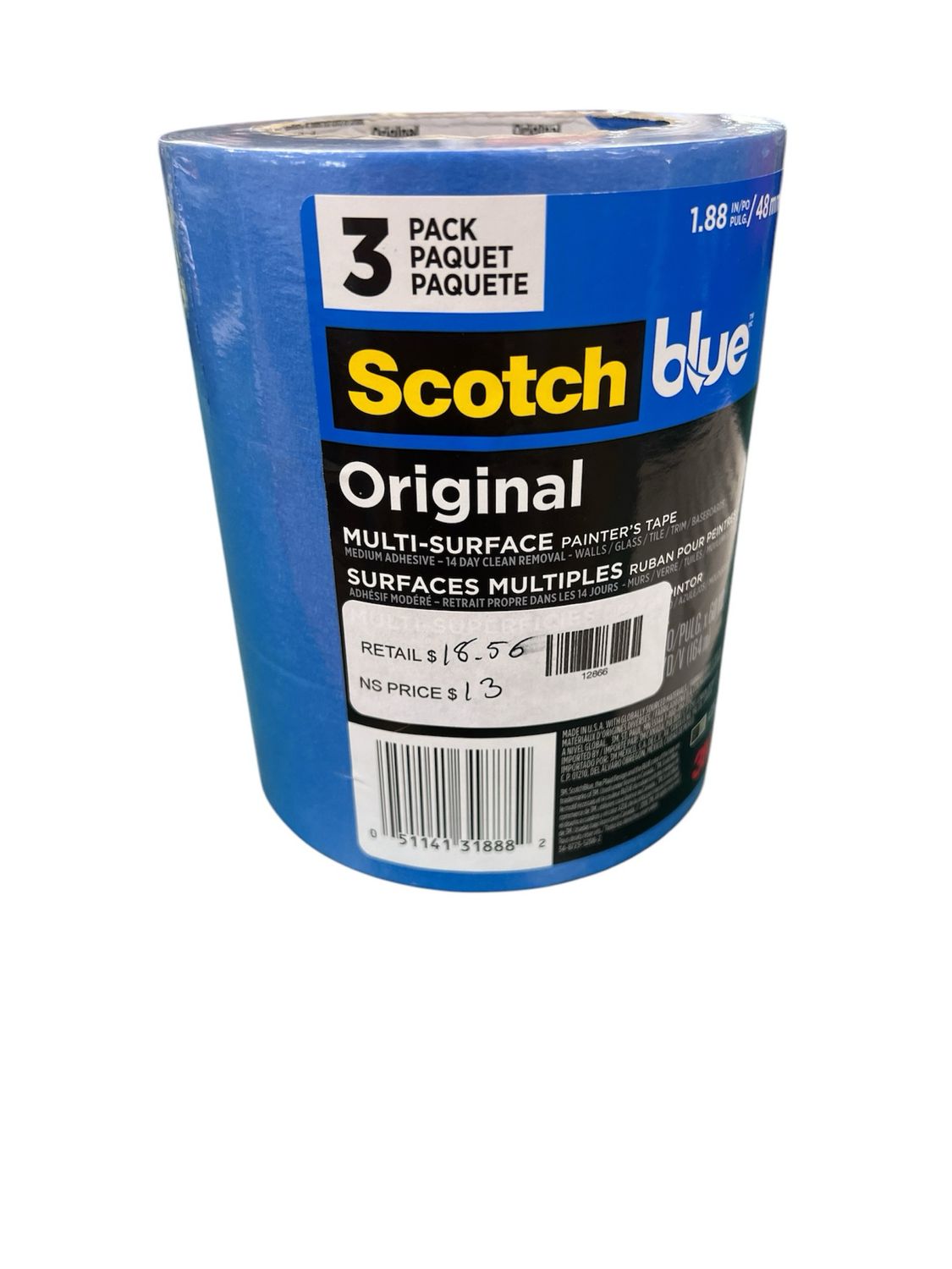 3M ScotchBlue 1.88 In. x 60 Yds. Original Multi-Surface Painter&#39;s Tape (3 Rolls) 2090-48EP3 New