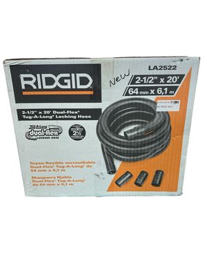 RIDGID 2-1/2 in. x 20 ft. DUAL-FLEX Locking Vacuum Hose Kit Accessory Shop Vacuum Attachment for RIDGID Wet Dry Vacs LA2522