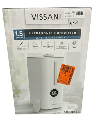 Vissani 1.5 Gal. Ultrasonic Humidifier 360 Degree Turning Dual Nozzle Cool Mist for Medium Room in White VK-8526A