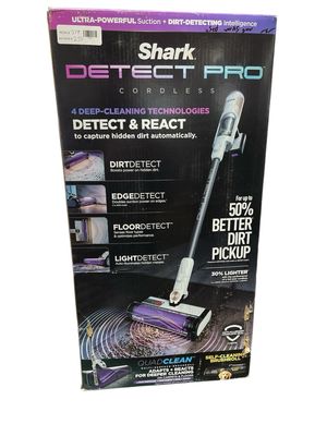 Shark Detect Pro Bagless Cordless HEPA Portable Stick Vacuum Cleaner with QuadClean Multi-Surface Brushroll in Dark Grey IW1111 Used