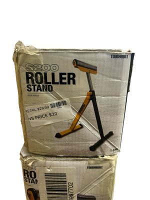TOUGHBUILT 27.5&quot; to 43&quot; Extendable Heavy-Duty Roller Stand with ball-bearing work supports, steel-tube frame and fold-flat legs TB-S200