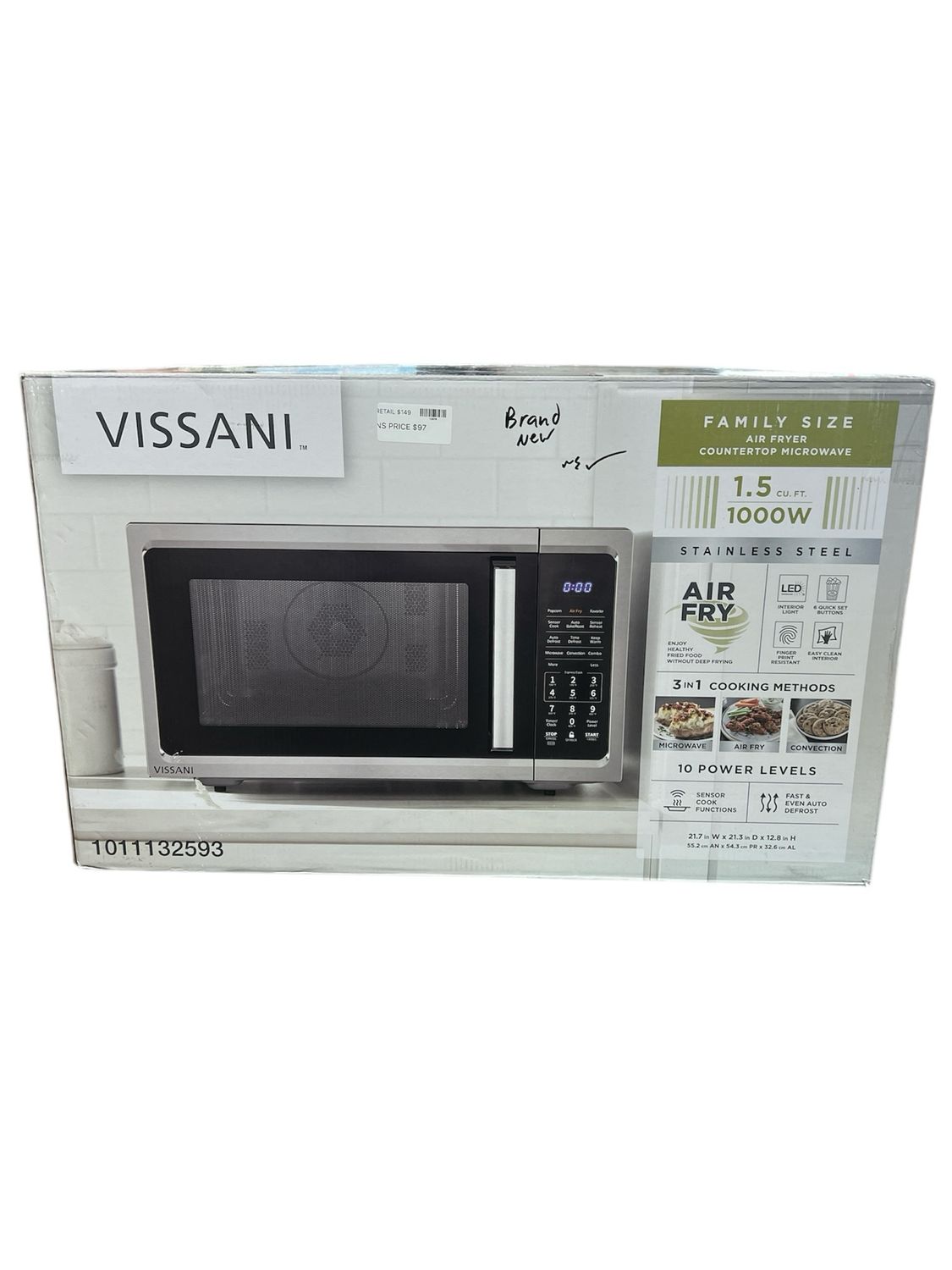 Vissani 1.5 cu. ft. Countertop Convection Microwave in Fingerprint Resistant Stainless Steel with Air Fryer and Sensor cooking EC042A2KJCL New