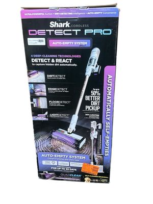 Shark Detect Pro Auto-Empty Bagless Cordless HEPA Filter Stick Vacuum System QuadClean Multi-Surface Brushroll in White IW3511 New