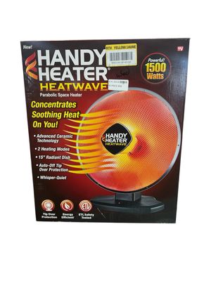 Handy Heater 1500-Watt 18.5 in. Electric Ceramic Parabolic Space Heater with Tip-Over Safety HEATPN-MC1 Used.