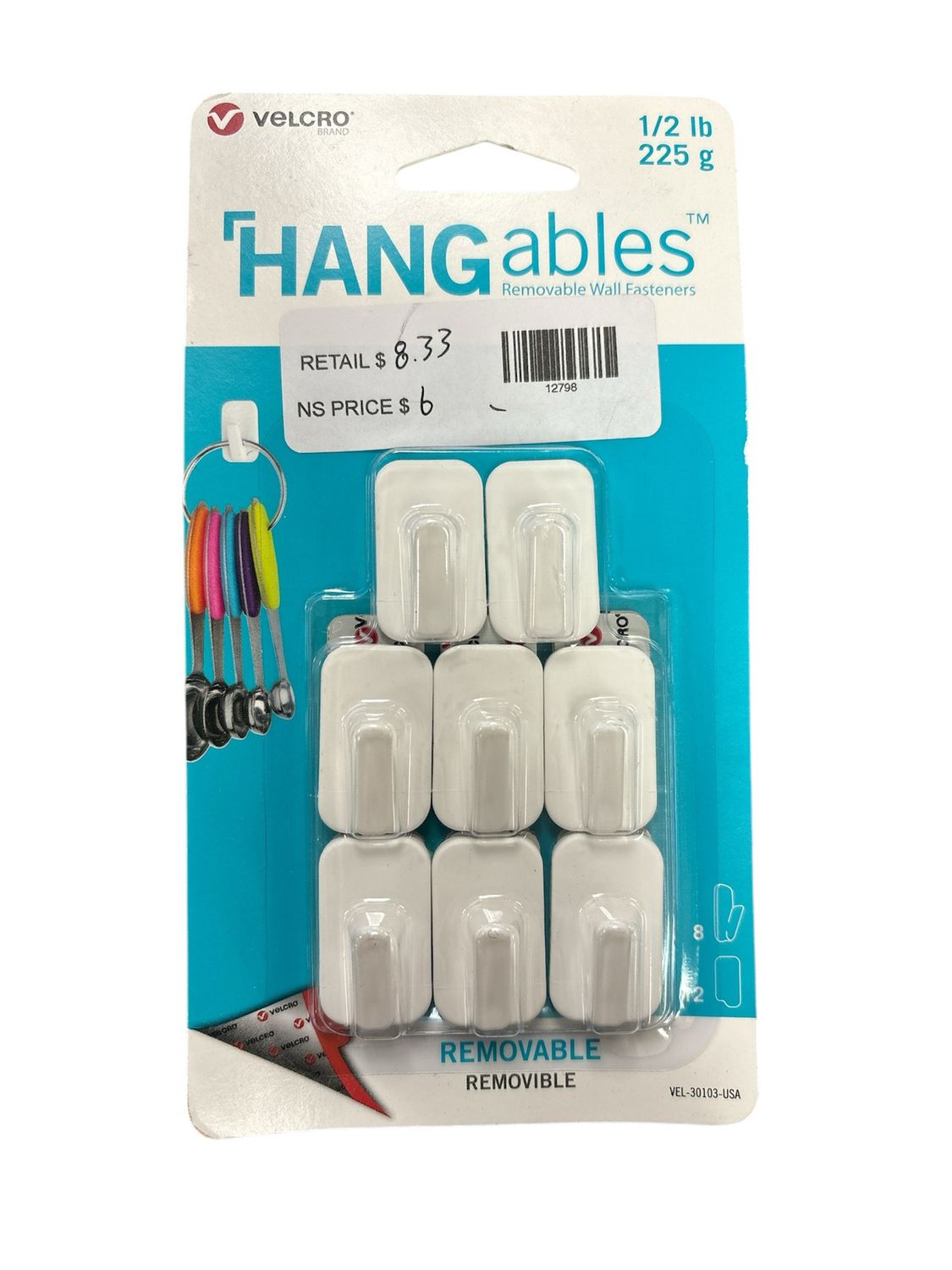 VELCRO HANGables Removable Micro Hook in White (8-Count) VEL-30103-USA