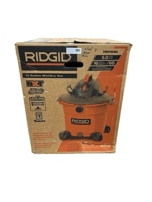 RIDGID 16 Gal. 5.0 Peak HP NXT Shop Vacuum Wet Dry Vac with General Debris Filter, Locking Hose and Accessory Attachments HD1640 Used