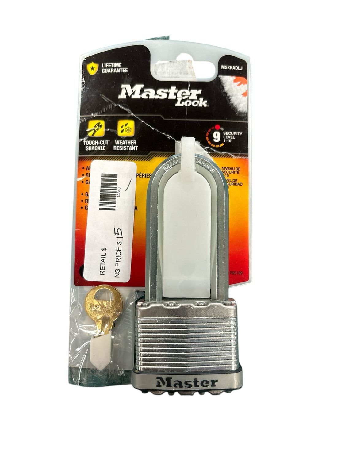 Master Lock Heavy Duty Outdoor Padlock with Key, 2 in. Wide, 2-1/2 in. Shackle M5XKADLJCCSEN