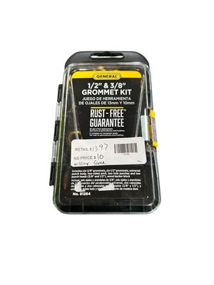 General Tools Brass Grommet Fastening Kit with Case, Includes (6) 1/2 in. and (6) 3/8 in. Grommets 81264