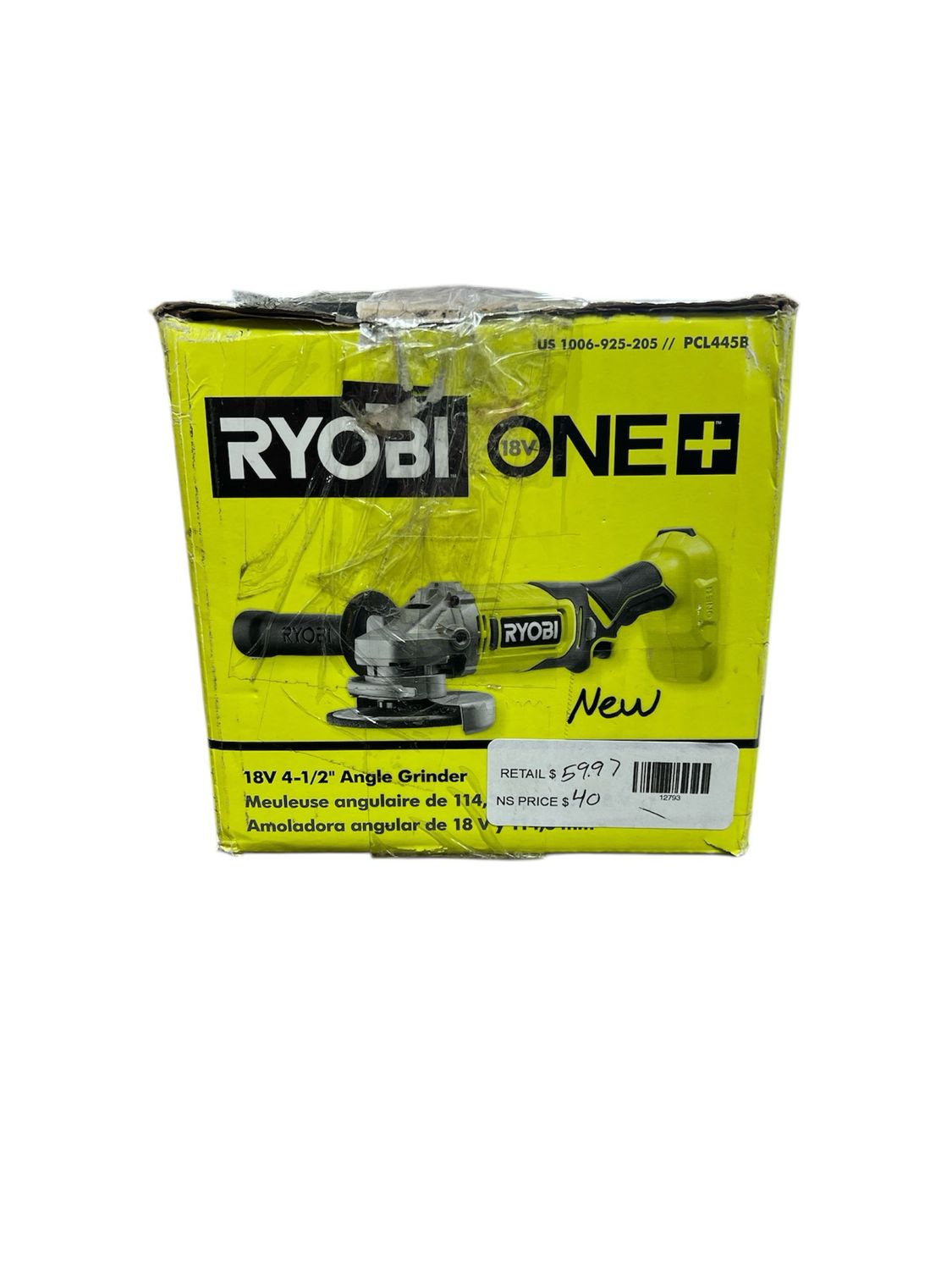 RYOBI ONE+ 18V Cordless 4-1/2 in. Angle Grinder (Tool Only) PCL445B  .