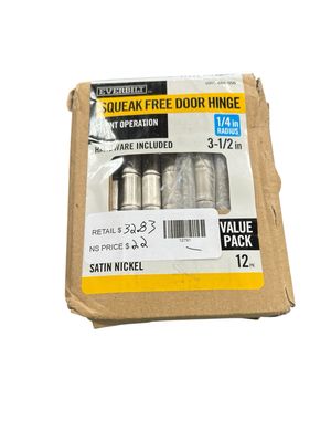Everbilt 3-1/2 in. x 1/4 in. Radius Satin Nickel Squeak-Free Door Hinge (12-Pack) 28696