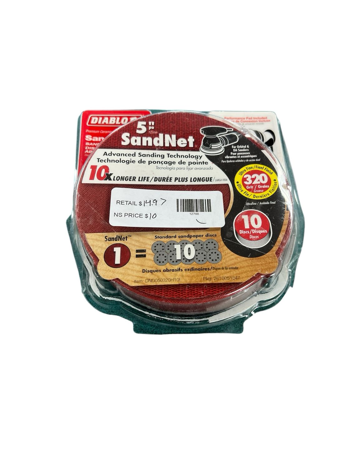 DIABLO 5 in. 320-Grit SandNET Sanding Discs with Connection Pad DND050320H10I