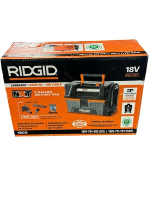RIDGID 3 Gallon 18-Volt Cordless Handheld NXT Shop Vacuum Wet Dry Vac (Tool Only) with Filter, Expandable Hose and Accessories HD0318 New