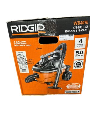 RIDGID 4 Gallon 5.0 Peak HP Portable Shop Vacuum Wet Dry Vac with Fine Dust Filter, Locking Hose and Accessory Attachments WD4070