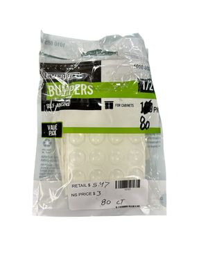 Everbilt 1/2 in. Clear Self-Adhesive Round Bumper (120-Pack)  41-H1024